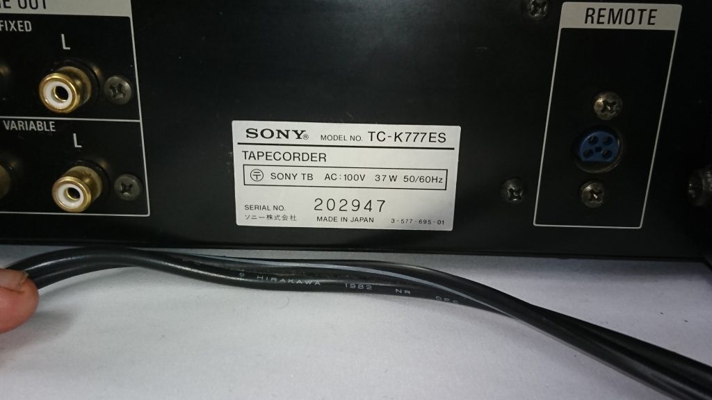SONY TC-K777ES　製造年と製造番号